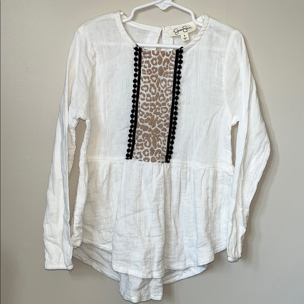 Jessica Simpson Cream Blouse with Leopard Accent